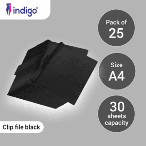 indigo® a4 clip file black 25 packs