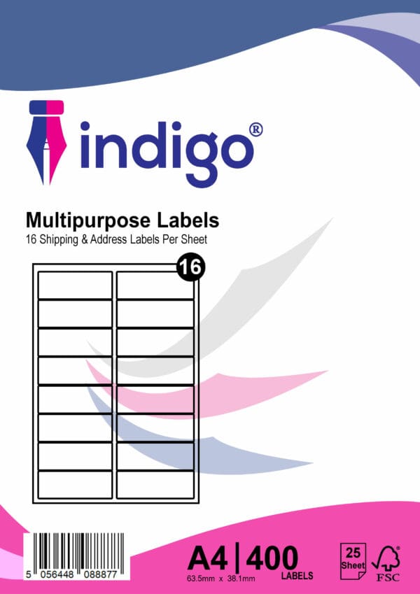 indigo® multipurpose white a4 sticker labels