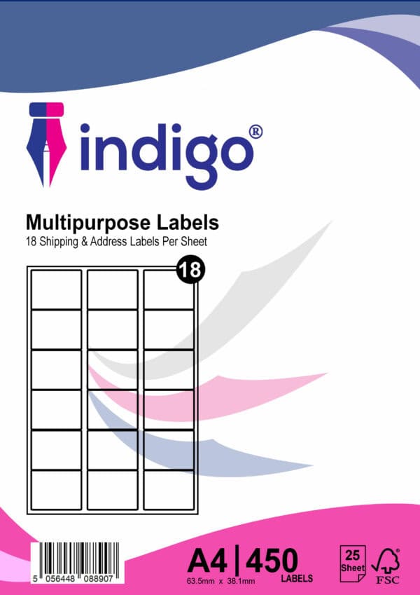 indigo® multipurpose white a4 sticker labels