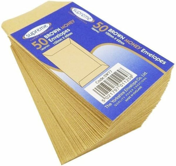 50 x 100x62 money pocket plain envelopes (3 pack)