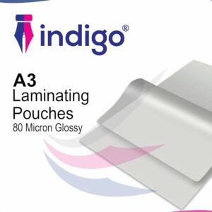 indigo a3 laminating pouches, 80 micron, glossy pack of 100