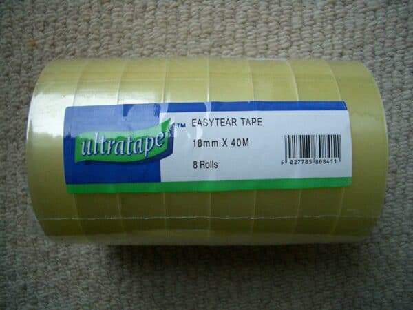 8 x rolls sellotape clear sticky wrapping tape 18mm x 40m x 3" 75mm core