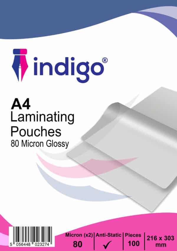 laminating pouches, a4 size, 80 micron thickness, glossy finish, pack of 100