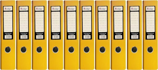 indigo® premium a4 office lever arch file durable, organized file storage (fsc certified, yellow, 70mm spine pack of 10)