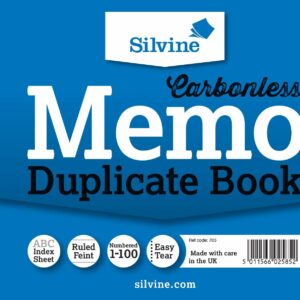 silvine carbonless duplicate memo book numbered 1 100 with index sheet (102 x 127mm) [pack of 12]