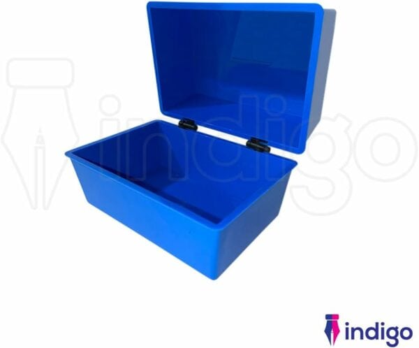 indigo® office index record card box filing box with coloured guide record cards blue (5" x 3")