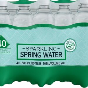 hydro spring sparkling water 500ml, 40 bottles case bottled water multipack refreshing hydration pack for everyday use