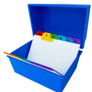 indigo® office index record card box filing box with coloured guide record cards blue (5" x 3")