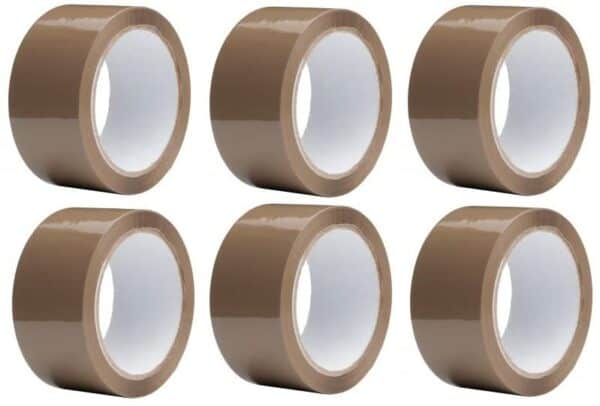 indigo® 48mm x 66m buff brown packaging tape | strong, thick, and water resistant | all purpose adhesive tape i ideal for packing parcels and cardboard boxes (pack of 6)