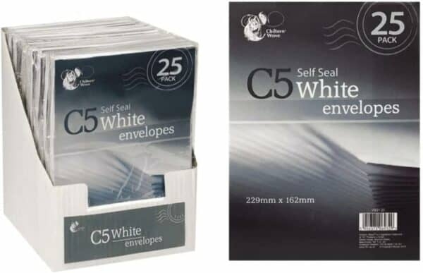 c5 self seal white envelopes pack of 25