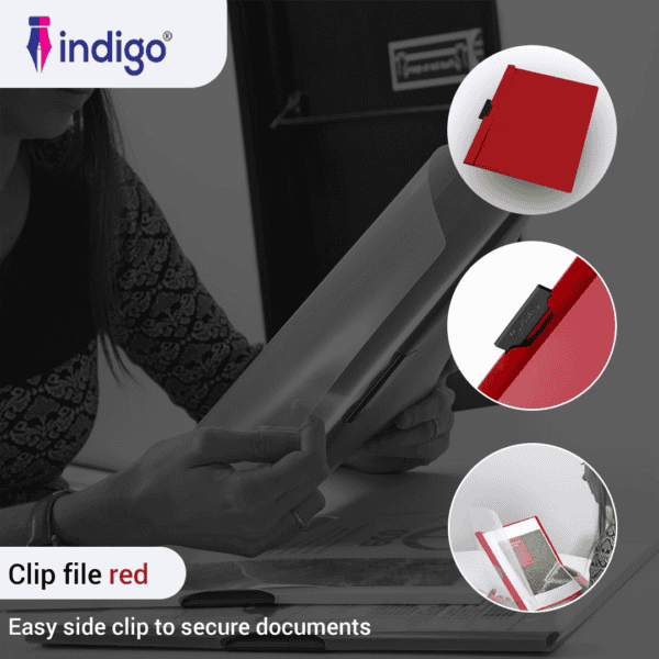 indigo® a4 clip file red 25 packs