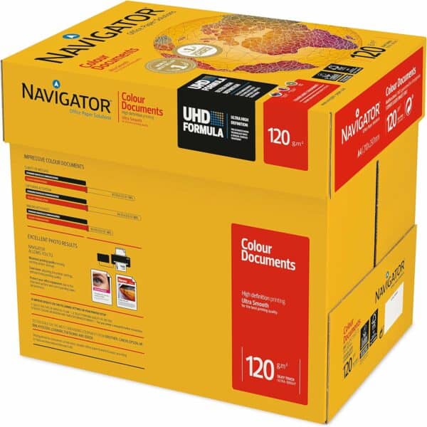 navigator a4 colour document (pack of 8 half reams), white, 120 g