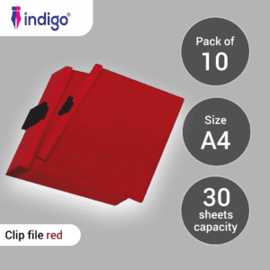 indigo® a4 clip file red 10 packs