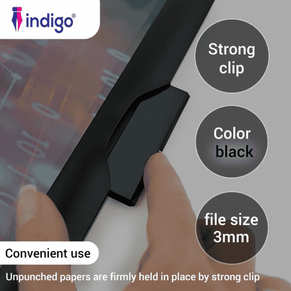 indigo® a4 clip file black 10 packs