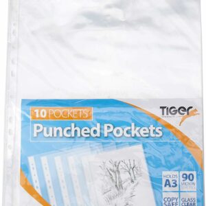 tiger a3 portrait punched pockets 90 micron top opening x 10 pockets