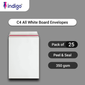 indigo c4 all board back white peel and seal envelopes pack of 25