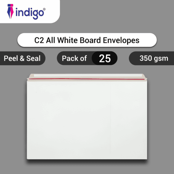 indigo c2 all board white peel and seal envelopes pack of 25