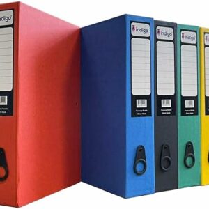 indigo® premium box file foolscap 75 mm (assorted, pack of 3)
