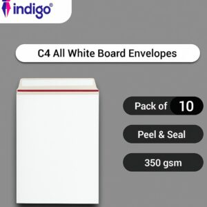 indigo® c4 all board white peel and seal envelopes pack of 10