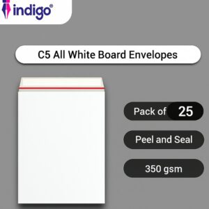 indigo® c5 all board white peel and seal envelopes pack of 25