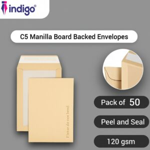 indigo® c5 manilla boardback envelopes peel & seal do not bend pack of 50