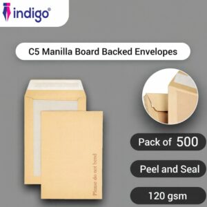 indigo® c5 manilla boardback envelopes peel & seal do not bend pack of 500