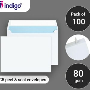 indigo® c6 white peel & seal envelopes (pack of 100)