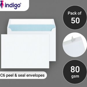 indigo® c6 white peel & seal envelopes (pack of 50)