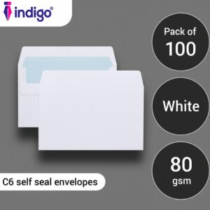indigo® c6 white self seal envelopes (pack of 100)