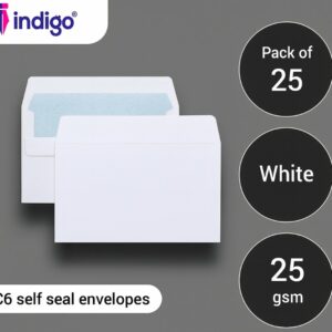 indigo® c6 white self seal envelopes (pack of 25)