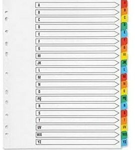 indigo® extra wide a z dividers, a4, mylar reinforced tabs white
