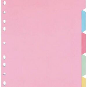 indigo® dividers a4 assorted multi punched perforated card manilla blank (5 part)