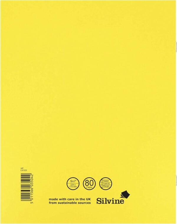 silvine a4 exercise book yellow. ruled feint & margin, 40 pages [pack of 10]