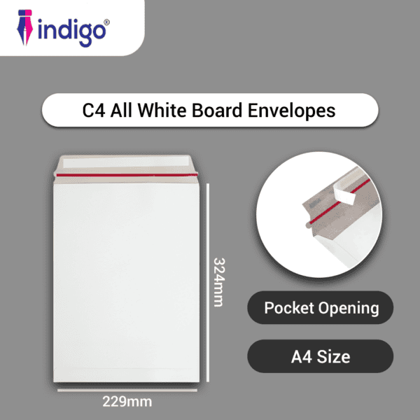 indigo c4 board back white peel and seal envelopes pack of 10