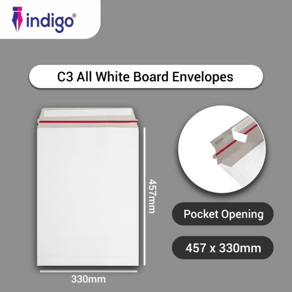 indigo c3 all board white peel and seal envelopes pack of 25