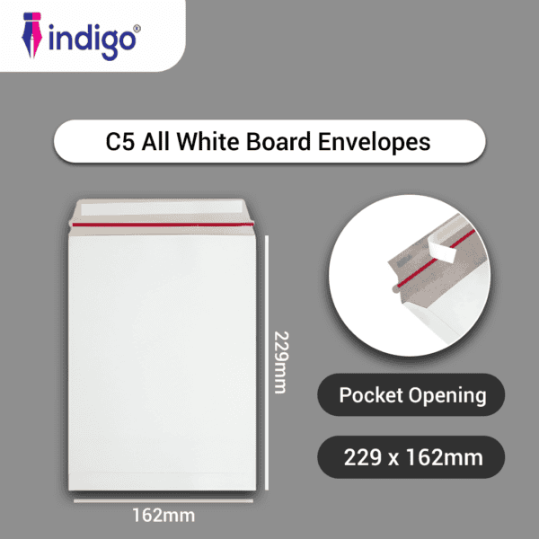 indigo c5 all board back white peel and seal envelopes pack of 25