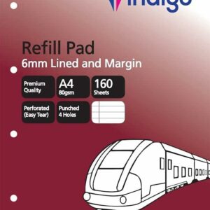 indigo® a4 refill pad 6mm lined & margin (pack of 1)
