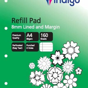 indigo® a4 refill pad 8mm lined & margin (pack of 1)
