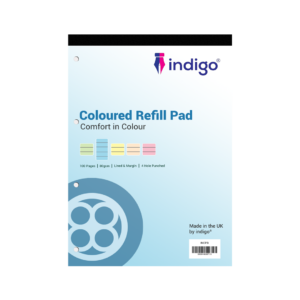 indigo® dyslexia pad a4 coloured 8mm lined & margin (blue)