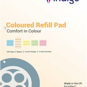 indigo® dyslexia pad a4 coloured 8mm lined & margin (cream) pack of 1