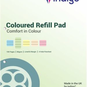 indigo® dyslexia pad a4 coloured 8mm lined & margin (green) pack of 1