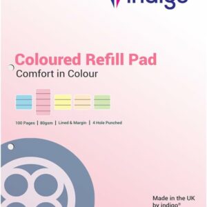 indigo® dyslexia pad a4 coloured 8mm lined & margin (pink) pack of 1