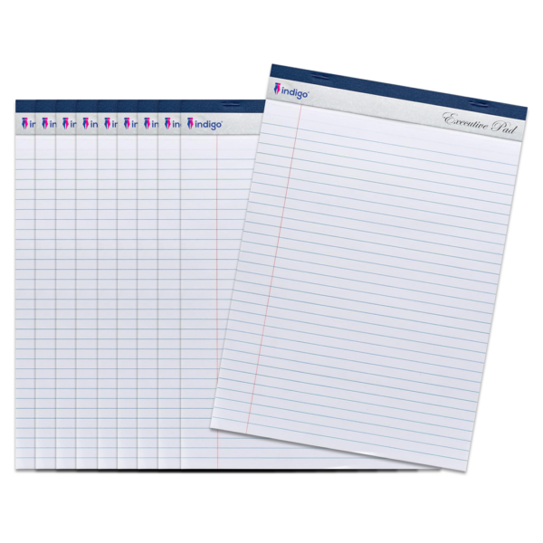 indigo white ruled lined legal executive refill pad margin 8mm pack of 10