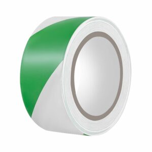 indigo® green & white tape hazard safety floor marking tape 50mm x 33m (pack of 1)
