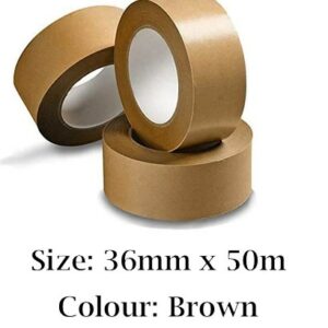 indigo® premium 36mm x 50m brown framers tape – self adhesive picture framing tape (pack of 1)